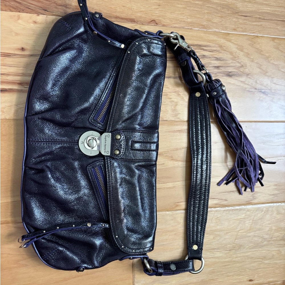 Elegant Dark Blue Leather Shoulder Bag